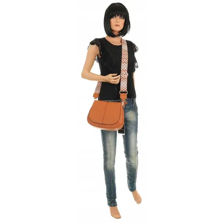 Torebka Damska Listonoszka Pojemna Miejska Kuferek na Ramię HJ8836 Brązowa