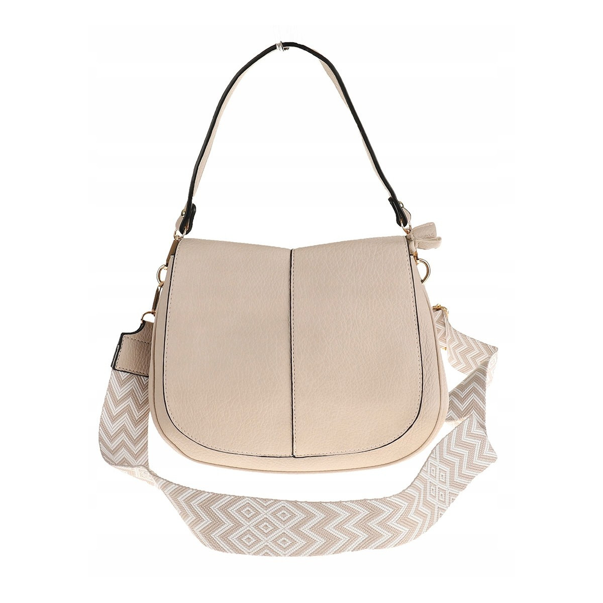 Torebka Damska Listonoszka Pojemna Miejska Kuferek na Ramię HJ8836 Beżowa