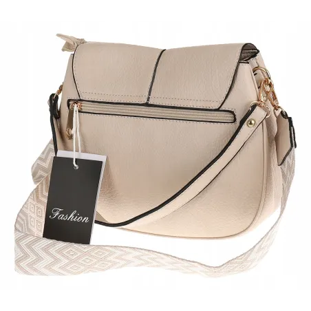 Torebka Damska Listonoszka Pojemna Miejska Kuferek na Ramię HJ8836 Beżowa