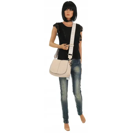 Torebka Damska Listonoszka Pojemna Miejska Kuferek na Ramię HJ8836 Beżowa