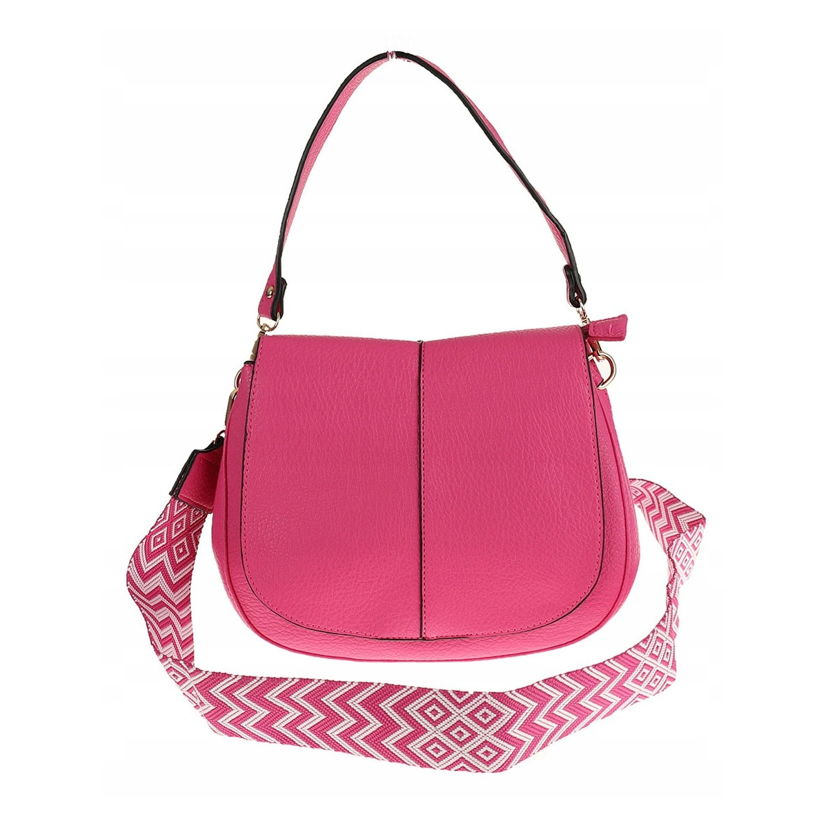 Torebka Damska Listonoszka Pojemna Miejska Kuferek na Ramię HJ8836 Fuksja