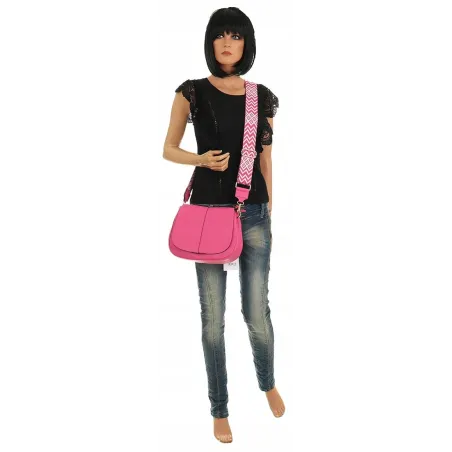 Torebka Damska Listonoszka Pojemna Miejska Kuferek na Ramię HJ8836 Fuksja