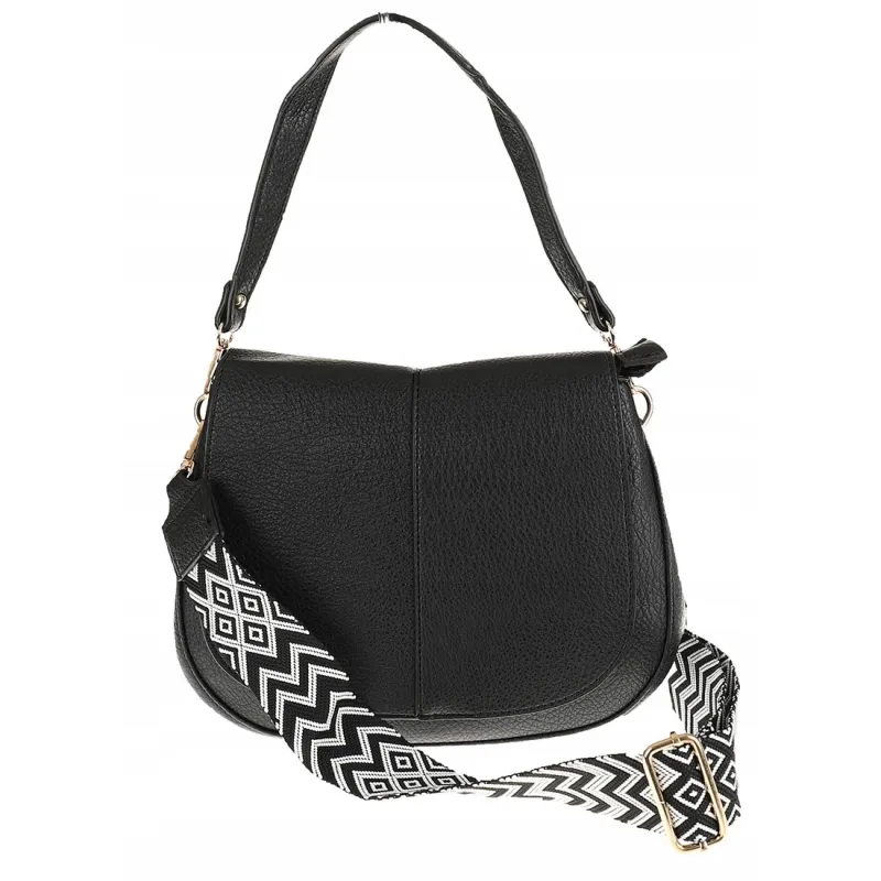 FASHION Włoska Marka  Torebka Damska Kuferek Listonoszka na Ramię HJ8836 Black