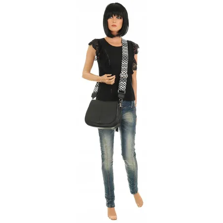 Torebka Damska Listonoszka Pojemna Miejska Kuferek na Ramię HJ8836 Czarna