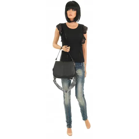 Torebka Damska Listonoszka Pojemna Miejska Kuferek na Ramię HJ8836 Czarna