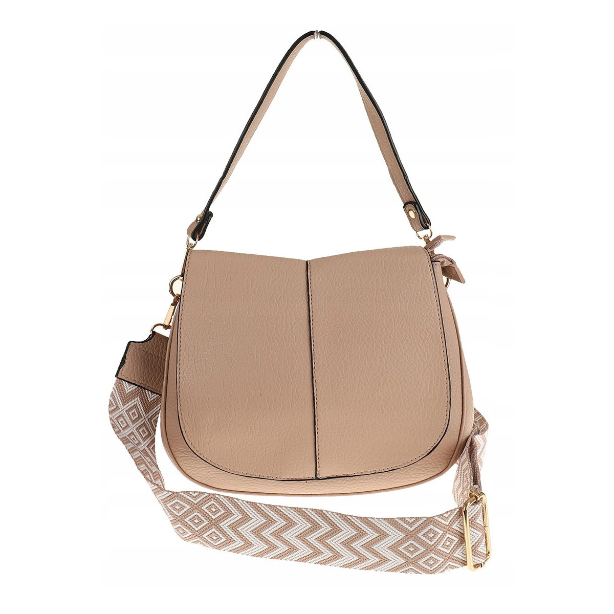 Torebka Damska Listonoszka Pojemna Miejska na Ramię HJ8836 Khaki Beżowa