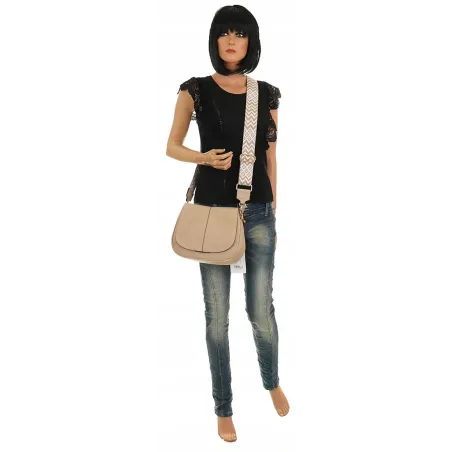 Torebka Damska Listonoszka Pojemna Miejska na Ramię HJ8836 Khaki Beżowa