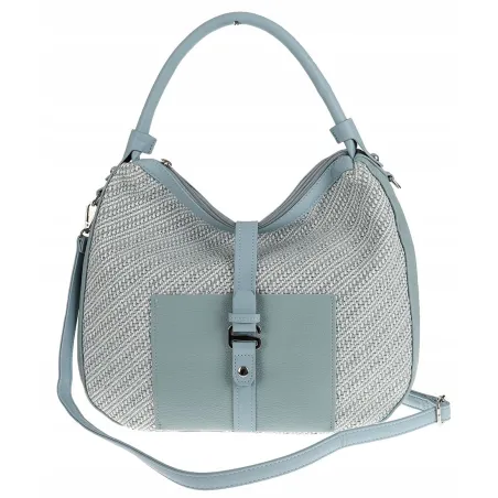 Maria C. Włoska Marka  Torebka Damska Shopper Worek Pojemna na Ramię MC301 Blue