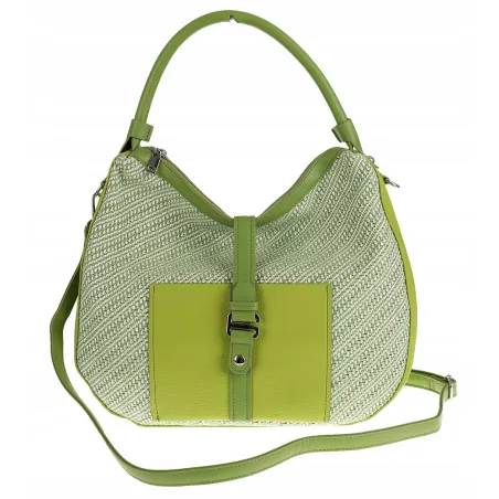 Maria C. Włoska Marka  Torebka Damska Shopper Worek Pojemna na Ramię MC301 Green