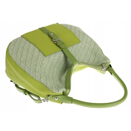 Maria C. Włoska Marka  Torebka Damska Shopper Worek Pojemna na Ramię MC301 Green