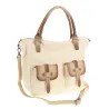 Maria C. Włoska Marka  Torebka Damska Listonoszka Worek Modna Shopper MC260 Beige