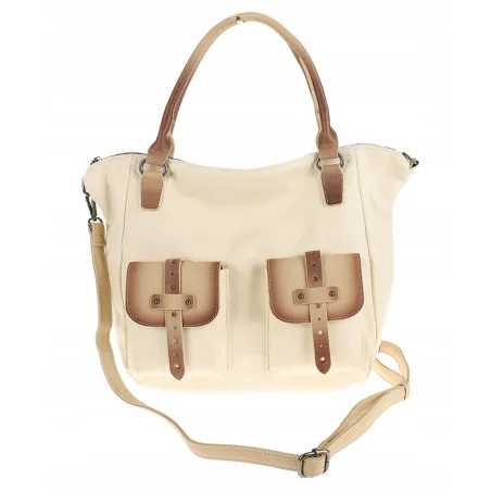 Maria C. Włoska Marka  Torebka Damska Listonoszka Worek Modna Shopper MC260 Beige