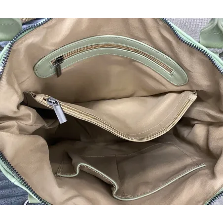 Maria C. Włoska Marka  Torebka Damska Listonoszka Worek Modna Shopper MC260 Beige