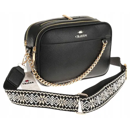 CHARRO Włoska Marka Torebka Damska Listonoszka Kuferek CH3078128 Black