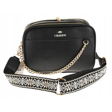 CHARRO Włoska Marka Torebka Damska Listonoszka Kuferek CH3078128 Black