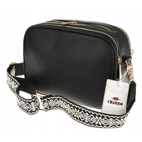 CHARRO Włoska Marka Torebka Damska Listonoszka Kuferek CH3078128 Black