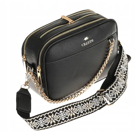 CHARRO Włoska Marka Torebka Damska Listonoszka Kuferek CH3078128 Black