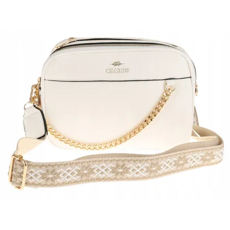 CHARRO Włoska Marka Torebka Damska Listonoszka Kuferek CH3078128 White