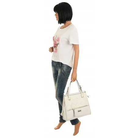 CHARRO Włoska Marka Torebka Listonoszka Teczka na Ramię Kuferek CH855637 White