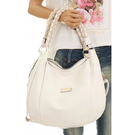 CHARRO Włoska Marka Torebka Listonoszka Worek na Ramię Shopper CH855624 White