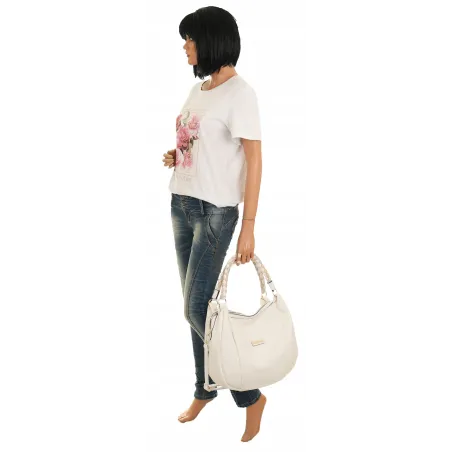 CHARRO Włoska Marka Torebka Listonoszka Worek na Ramię Shopper CH855624 White