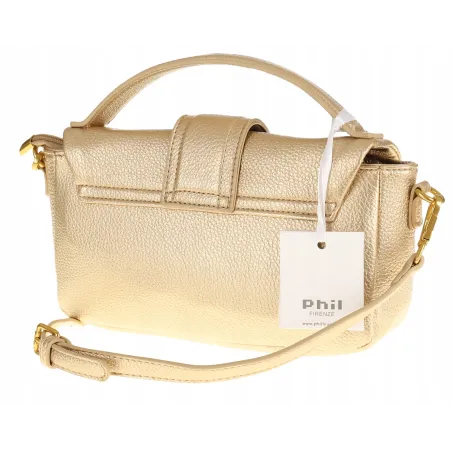 PHIL Firenze Włoska Marka Torebka Damska Listonoszka Kuferek PH4578 Gold