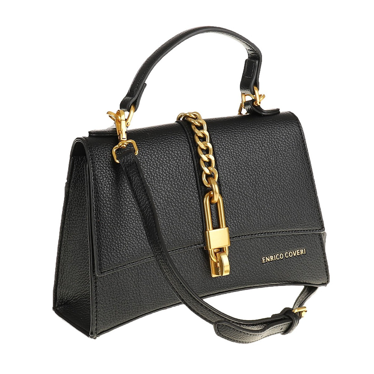 Enrico Coveri Torebka Damska Czarna Kuferek Listonoszka EC3205 Black