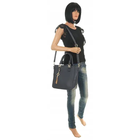 Torebka damska teczka listonoszka duża pojemna torba shopper H063 Granatowa