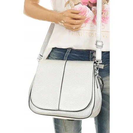 Jessica Bags Torebka Damska Srebrna KUFEREK Listonoszka na Ramię Y269 Silver