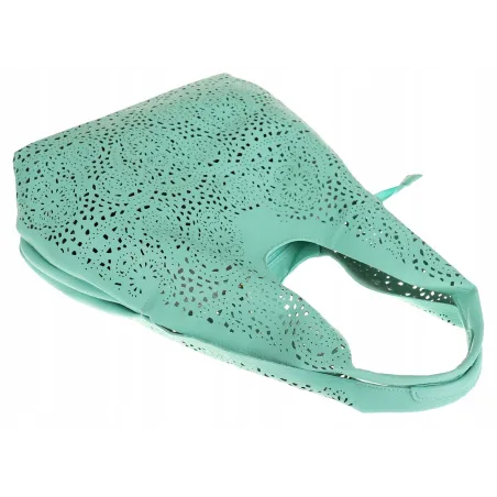 ANDREA MASSI Włoska Marka Torebka Damska Ażurowa 2w1 Worek na Ramię 23049 Aque Green