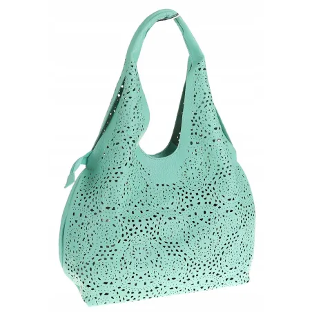 ANDREA MASSI Włoska Marka Torebka Damska Ażurowa 2w1 Worek na Ramię 23049 Aque Green
