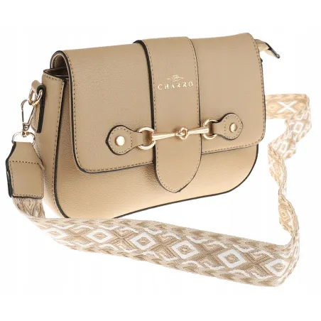 CHARRO Włoska Marka  Torebka Damska Kuferek Miejska Listonoszka CH667864 Taupe