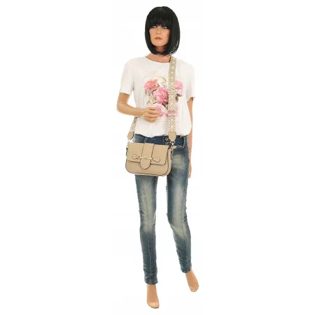 CHARRO Włoska Marka  Torebka Damska Kuferek Miejska Listonoszka CH667864 Taupe