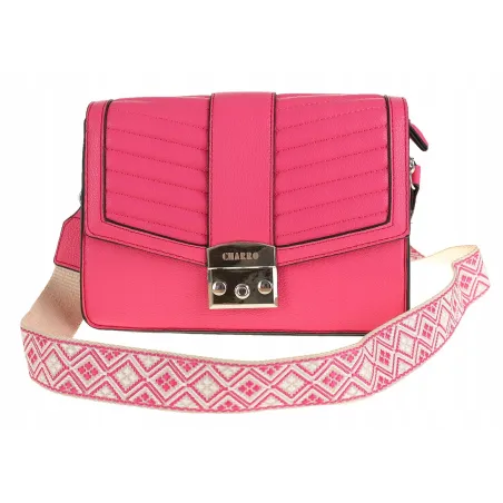 CHARRO Włoska Marka  Torebka Damska Kuferek Miejska Listonoszka CH5578106 Fuchsia