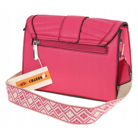 CHARRO Włoska Marka  Torebka Damska Kuferek Miejska Listonoszka CH5578106 Fuchsia