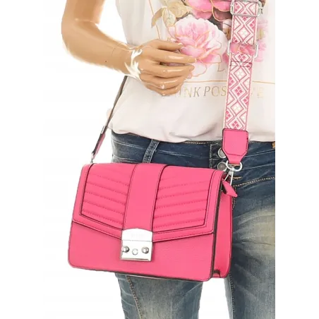 CHARRO Włoska Marka  Torebka Damska Kuferek Miejska Listonoszka CH5578106 Fuchsia