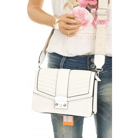 CHARRO Włoska Marka  Torebka Damska Kuferek Miejska Listonoszka CH5578106 White