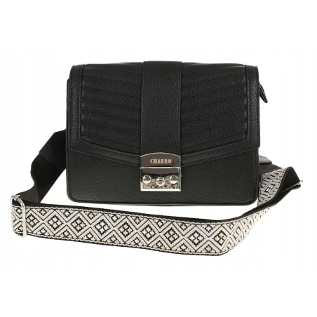 CHARRO Włoska Marka  Torebka Damska Kuferek Miejska Listonoszka CH5578106 Black