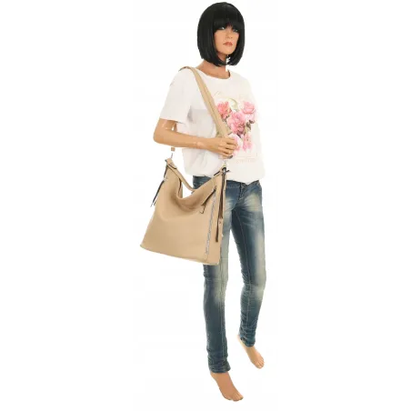 The Grace bags Torebka Listonoszka Worek na Ramię LH2569 Beżowa