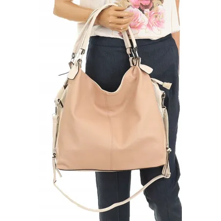 HERNAN Włoska Marka  Torebka Damska Worek Listonoszka na Ramię HB0153 Różowa