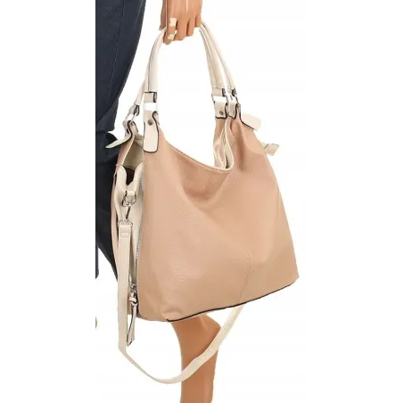 HERNAN Włoska Marka  Torebka Damska Worek Listonoszka na Ramię HB0153 Różowa