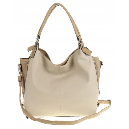 HERNAN Włoska Marka  Torebka Damska Worek Listonoszka na Ramię HB0153 Beżowa