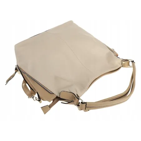 HERNAN Włoska Marka  Torebka Damska Worek Listonoszka na Ramię HB0153 Beżowa