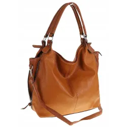 HERNAN Włoska Marka Torebka Damska Worek Listonoszka na Ramię HB0153 Brązowa