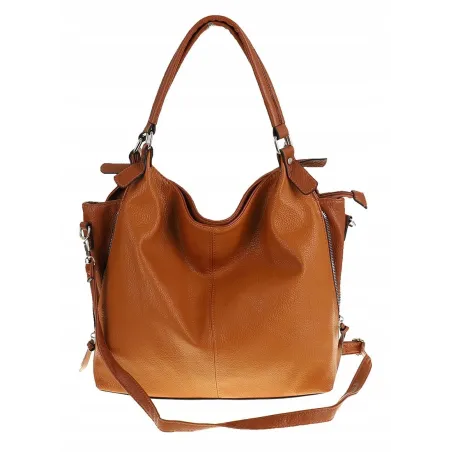 HERNAN Włoska Marka Torebka Damska Worek Listonoszka na Ramię HB0153 Brązowa