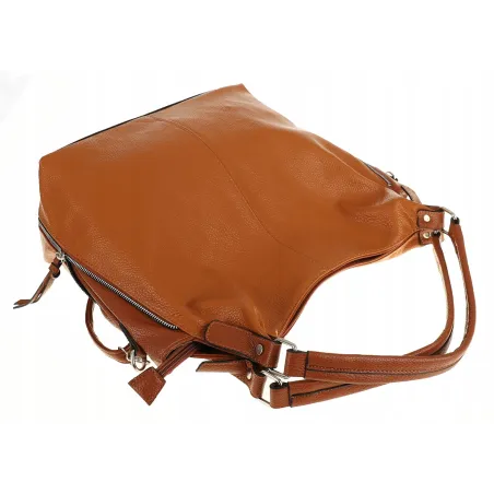 HERNAN Włoska Marka Torebka Damska Worek Listonoszka na Ramię HB0153 Brązowa