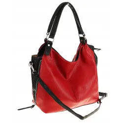 HERNAN Włoska Marka Torebka Damska Worek Listonoszka na Ramię HB0153 Czerwona