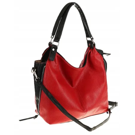 HERNAN Włoska Marka Torebka Damska Worek Listonoszka na Ramię HB0153 Czerwona