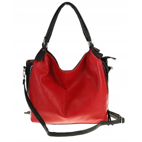 HERNAN Włoska Marka Torebka Damska Worek Listonoszka na Ramię HB0153 Czerwona