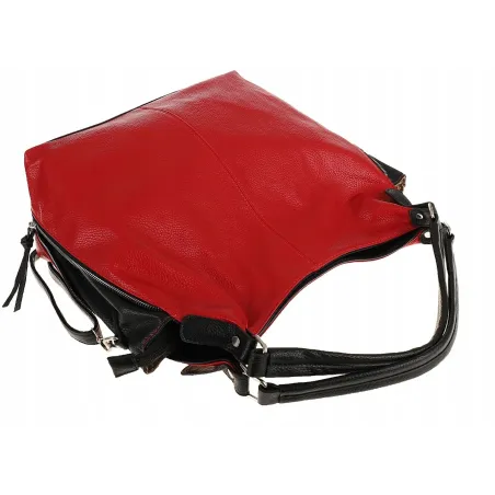 HERNAN Włoska Marka Torebka Damska Worek Listonoszka na Ramię HB0153 Czerwona